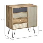 Cómoda Milla Homcom 4 cajones + armario marrón 86x79x39 cm