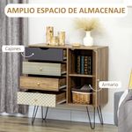 Cómoda Milla Homcom 4 cajones + armario marrón 86x79x39 cm