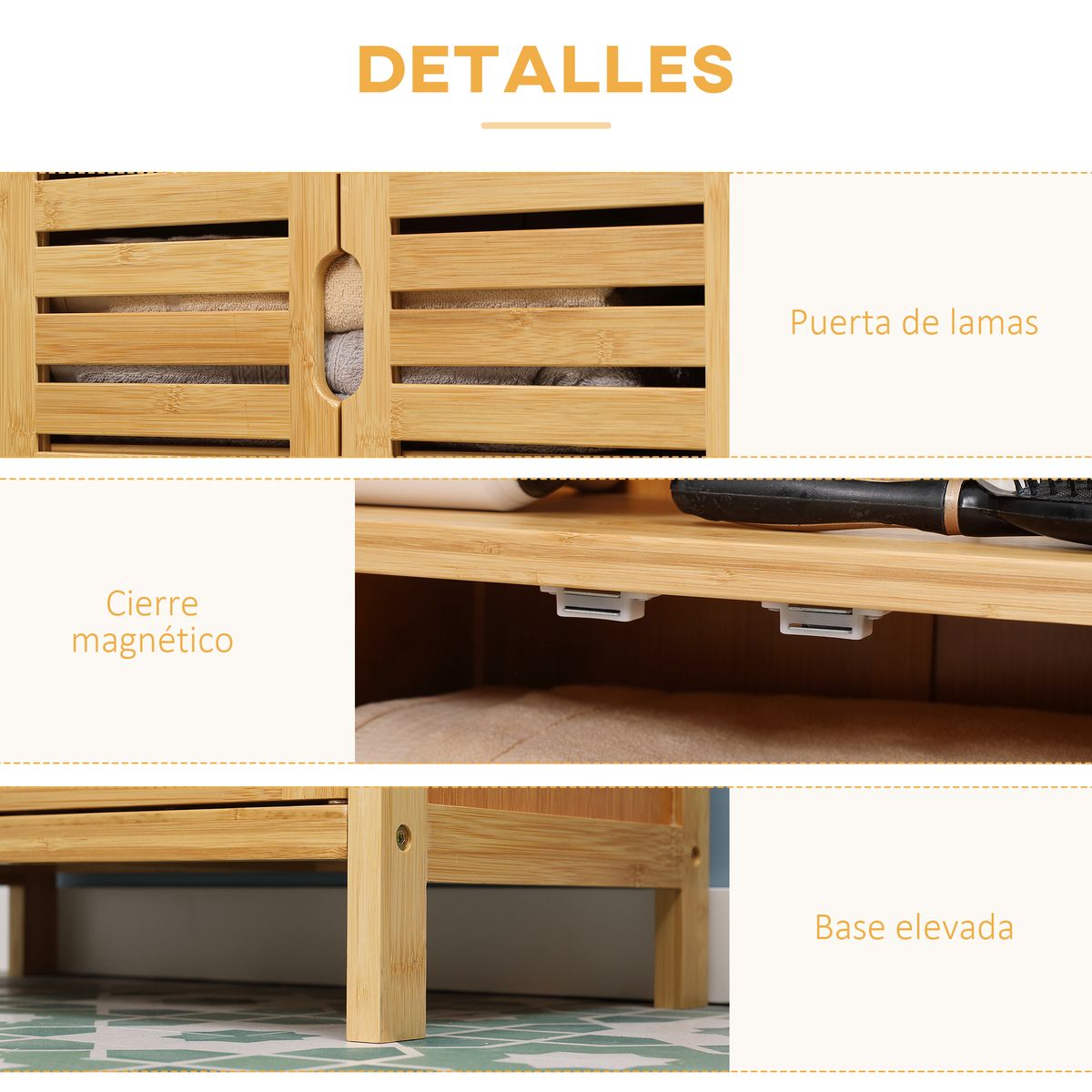 Mueble auxiliar Talo Homcom 2 puertas + estante natural 92x50x29 cm