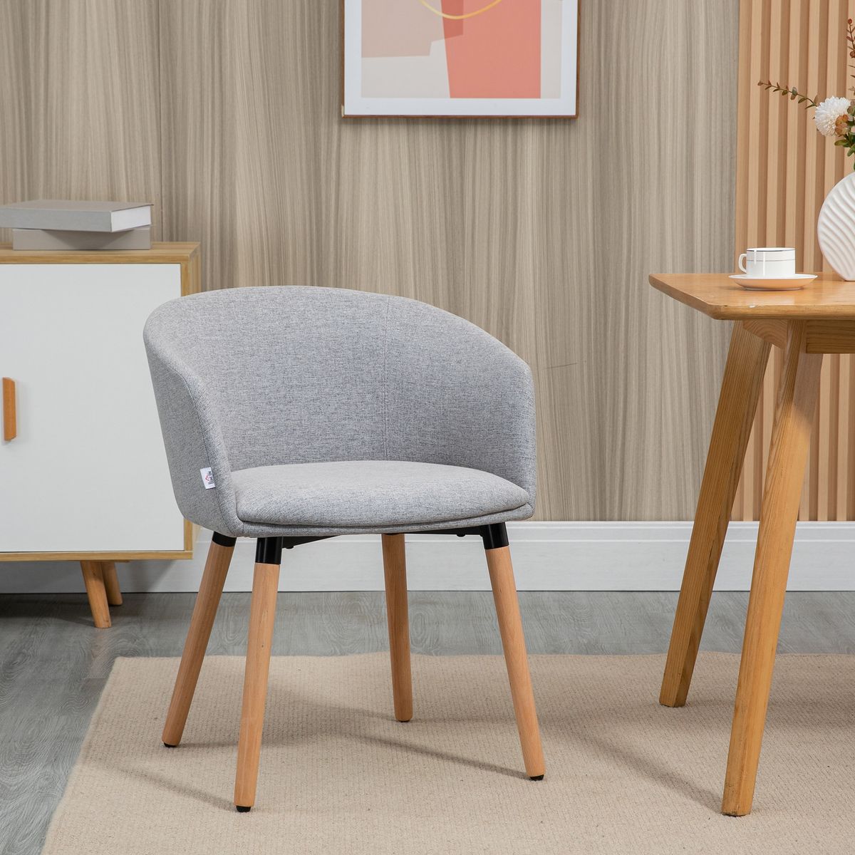 Silla de comedor Coimbra Homcom tapizada gris 72X57X56 cm