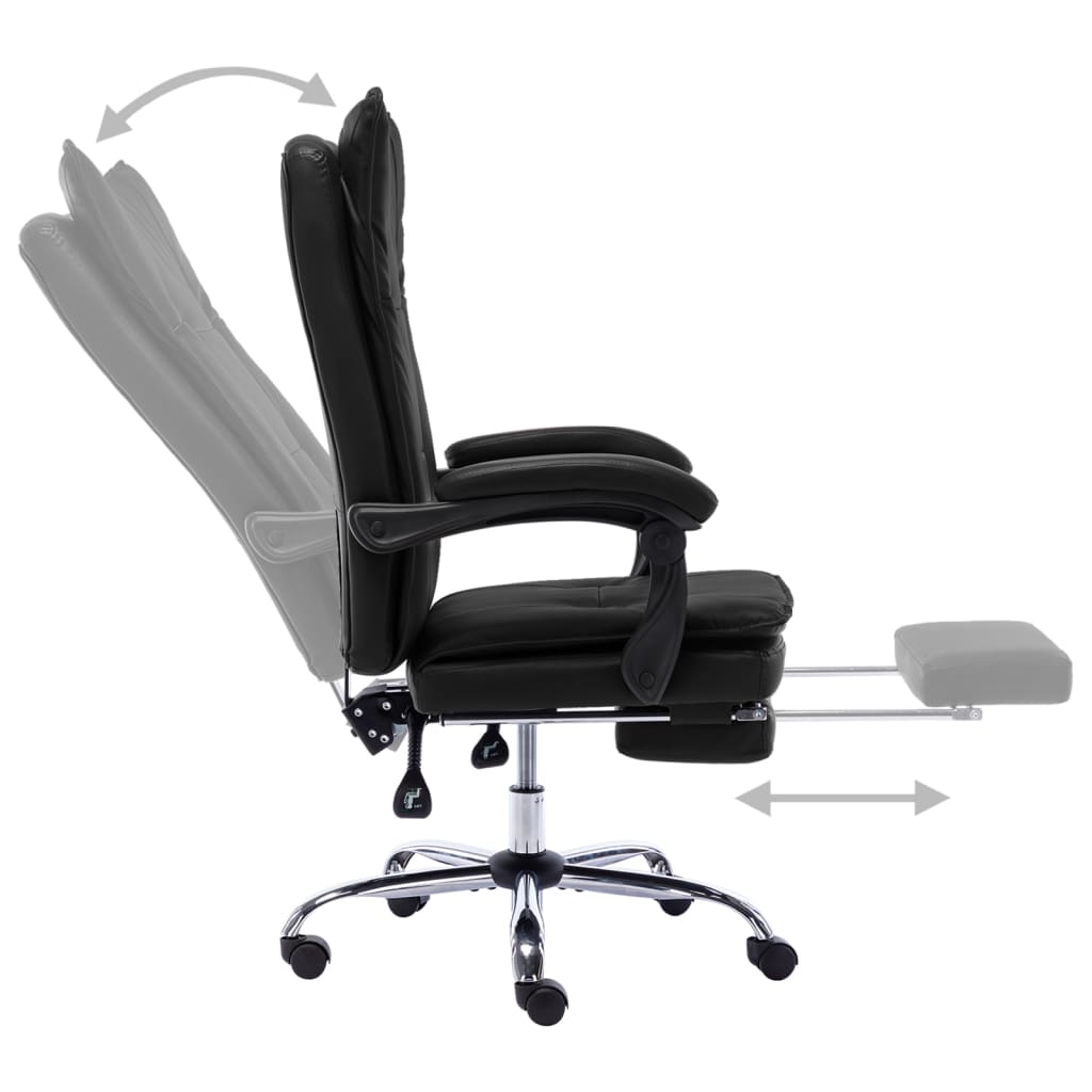 Silla de oficina Linna con reposapiés reclinable negro 113-120x64x68 cm
