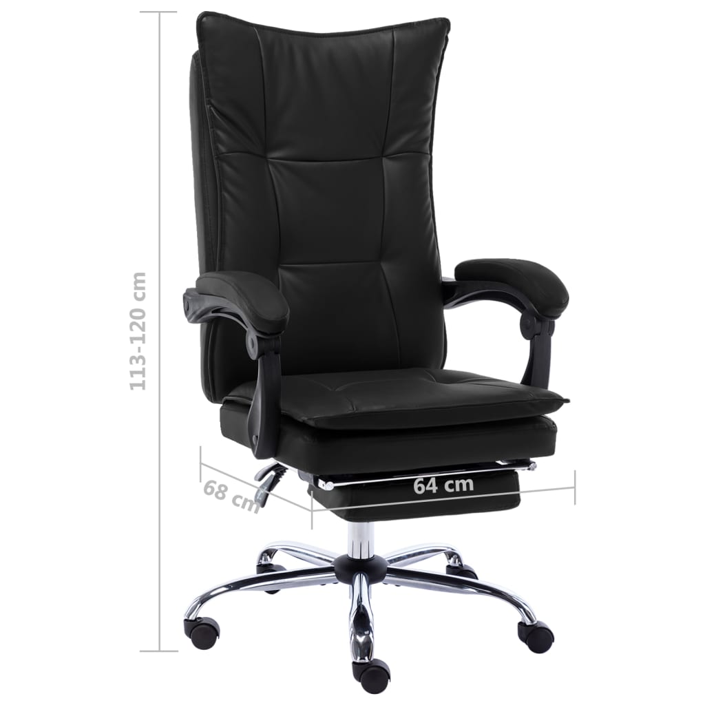Silla de oficina Linna con reposapiés reclinable negro 113-120x64x68 cm
