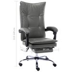 Silla de oficina Linna con reposapiés reclinable antracita 113-120x64x68 cm