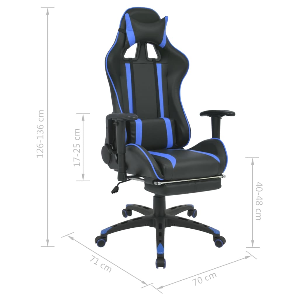 Silla de oficina Race altura regulable reclinable azul 126-136x70x71 cm