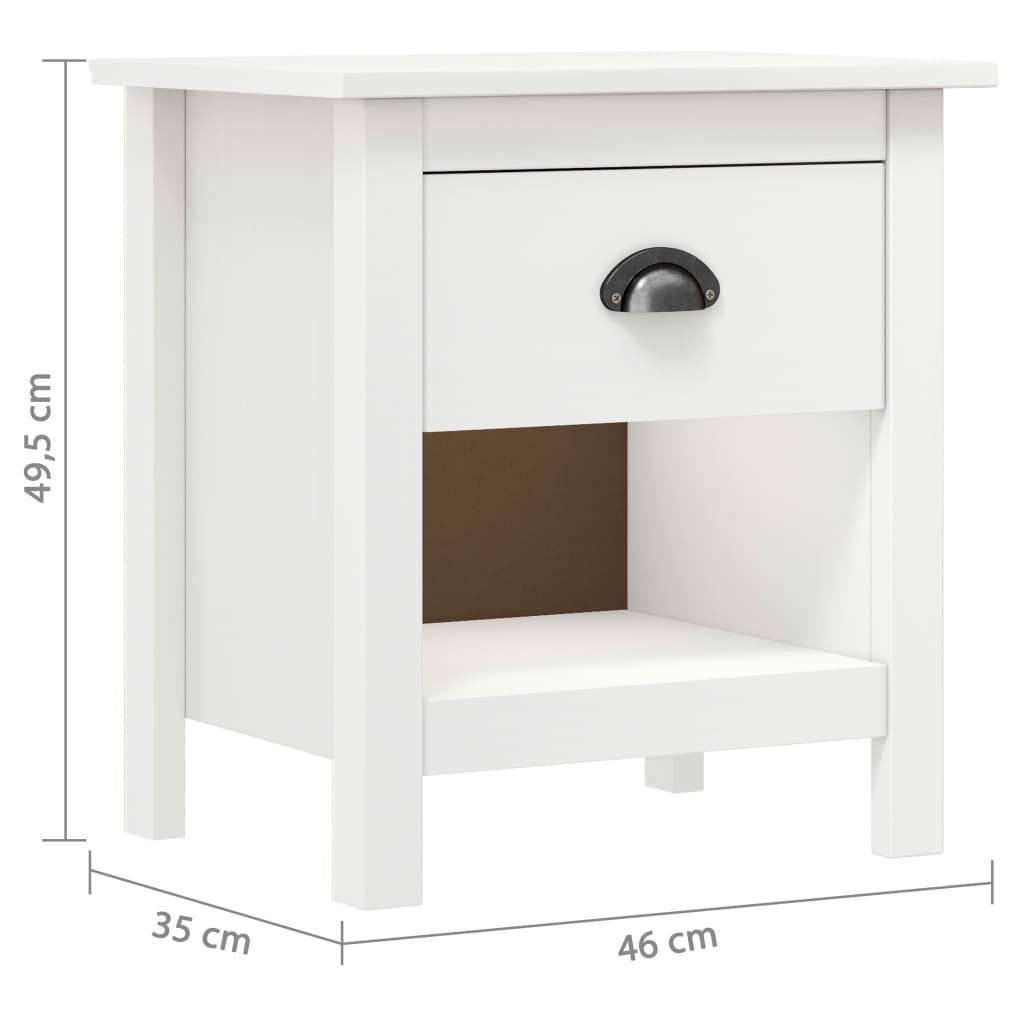 Pack de 2 mesitas de noche Hill 1 cajón + 1 hueco blanco 49,5x46x35 cm medidas