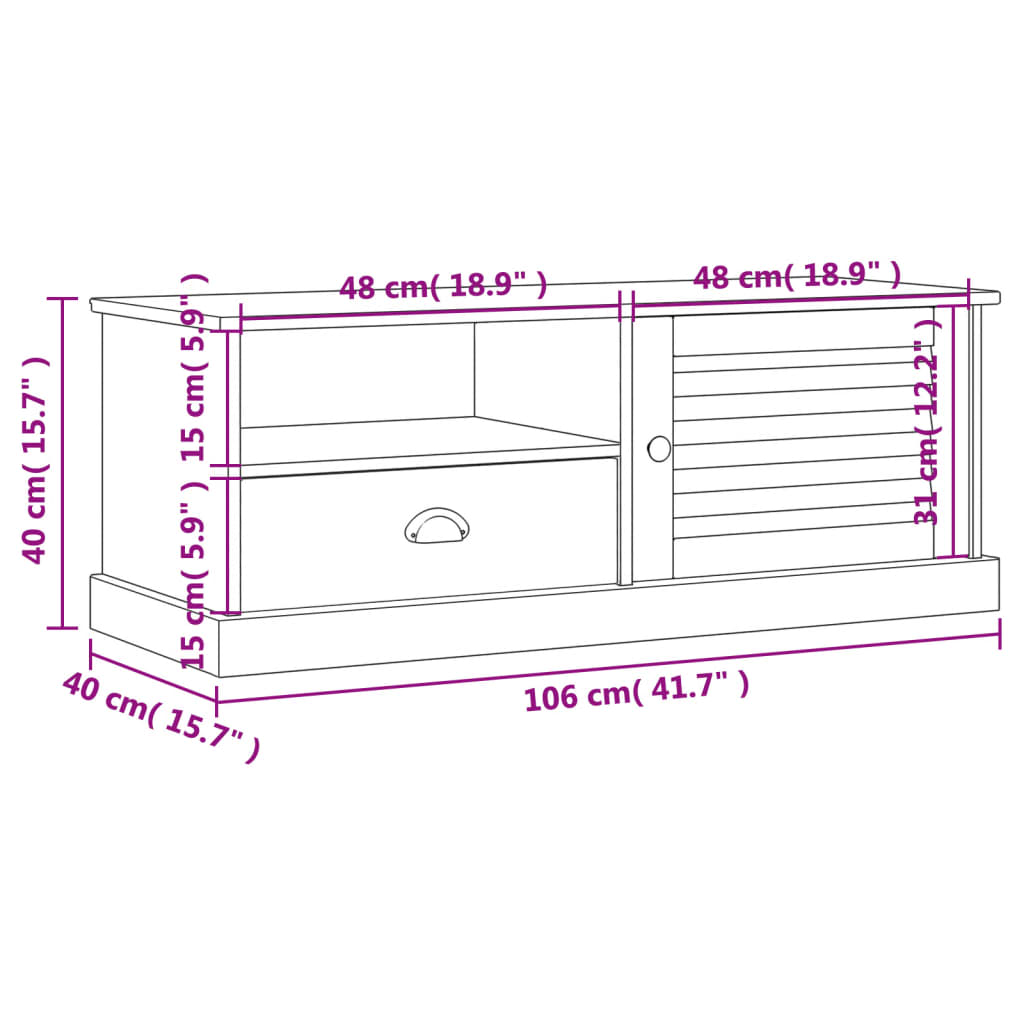 Mueble bajo de TV Vigo 1 cajón + 1 puerta natural 40x106x40 cm medidas