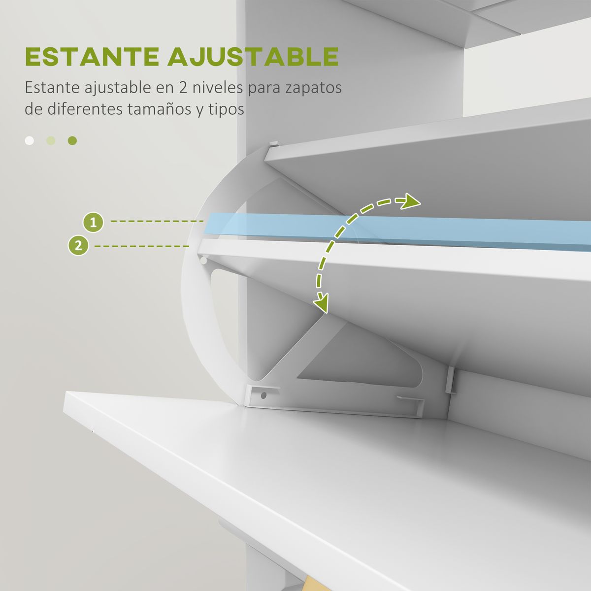 Zapatero Nussa Homcom 2 puertas + cajón 8 pares blanco 98,5x60x23,5 cm