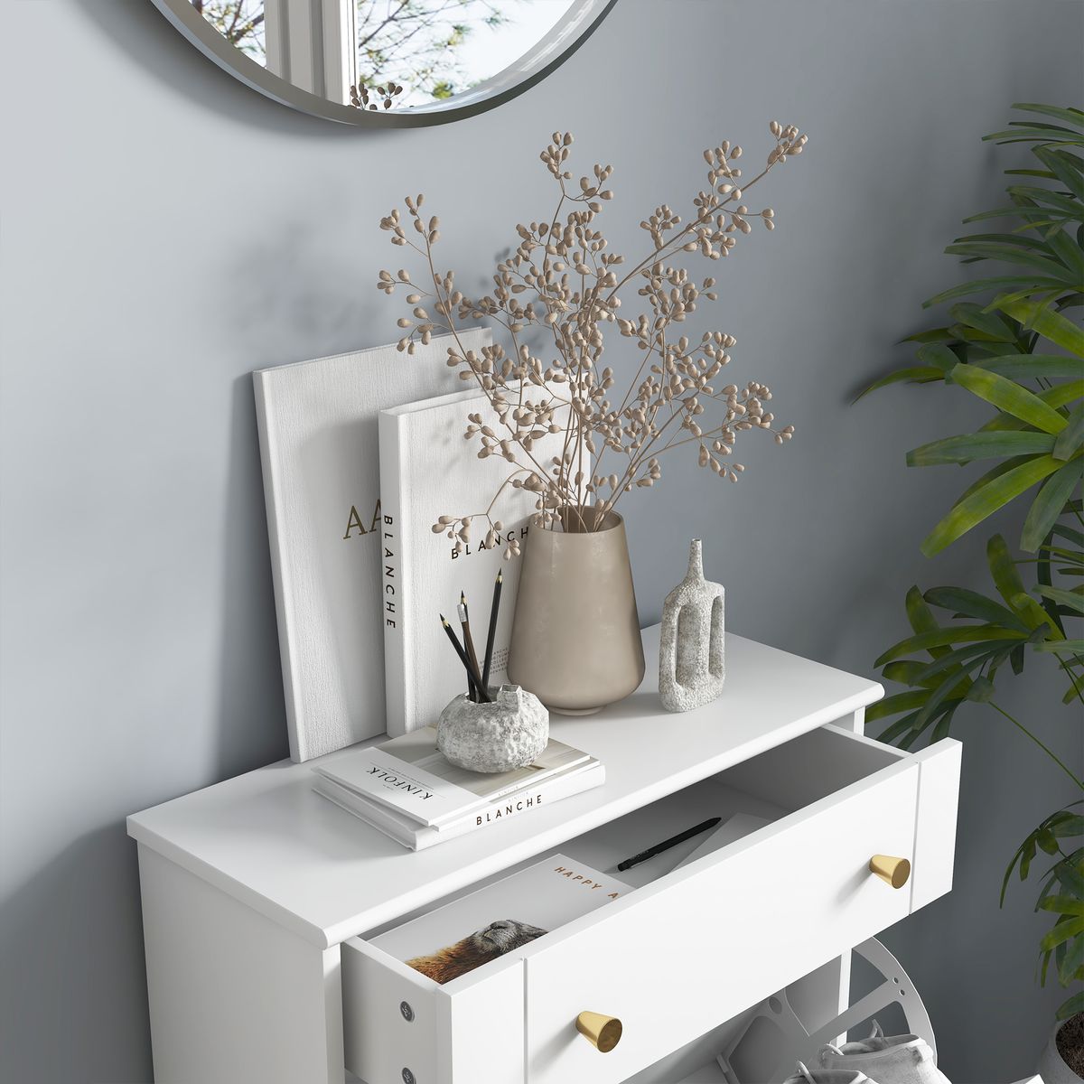 Zapatero Nussa Homcom 2 puertas + cajón 8 pares blanco 98,5x60x23,5 cm