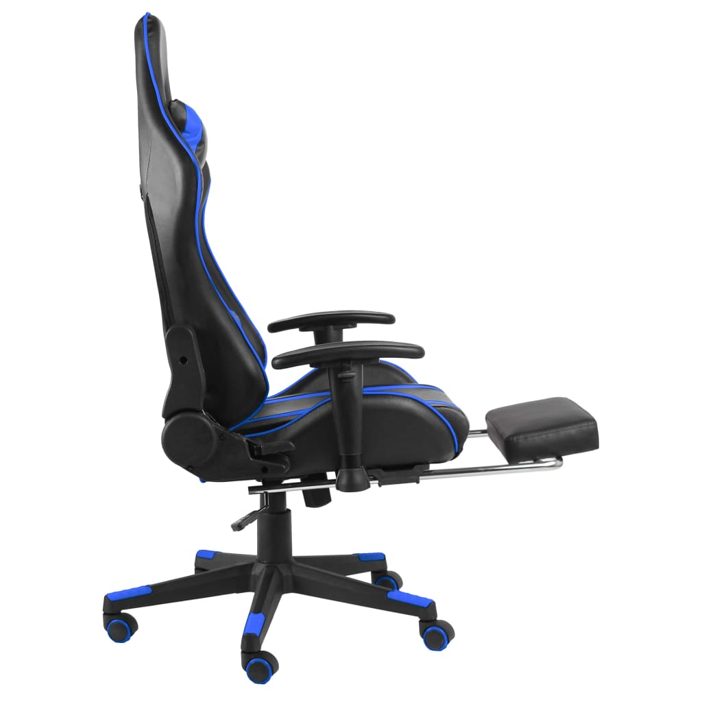 Silla gaming Power con reposapiés inclinable azul 123-133x68x69 cm