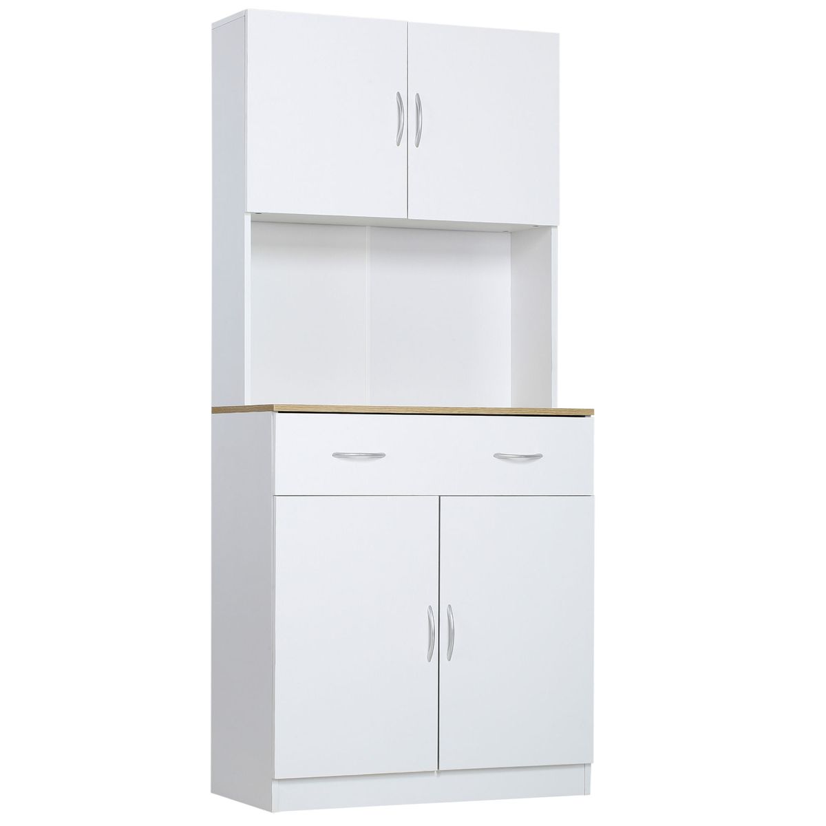 Alacena Mykonos Homcom 2 armarios + cajón blanco 180x80x40 cm