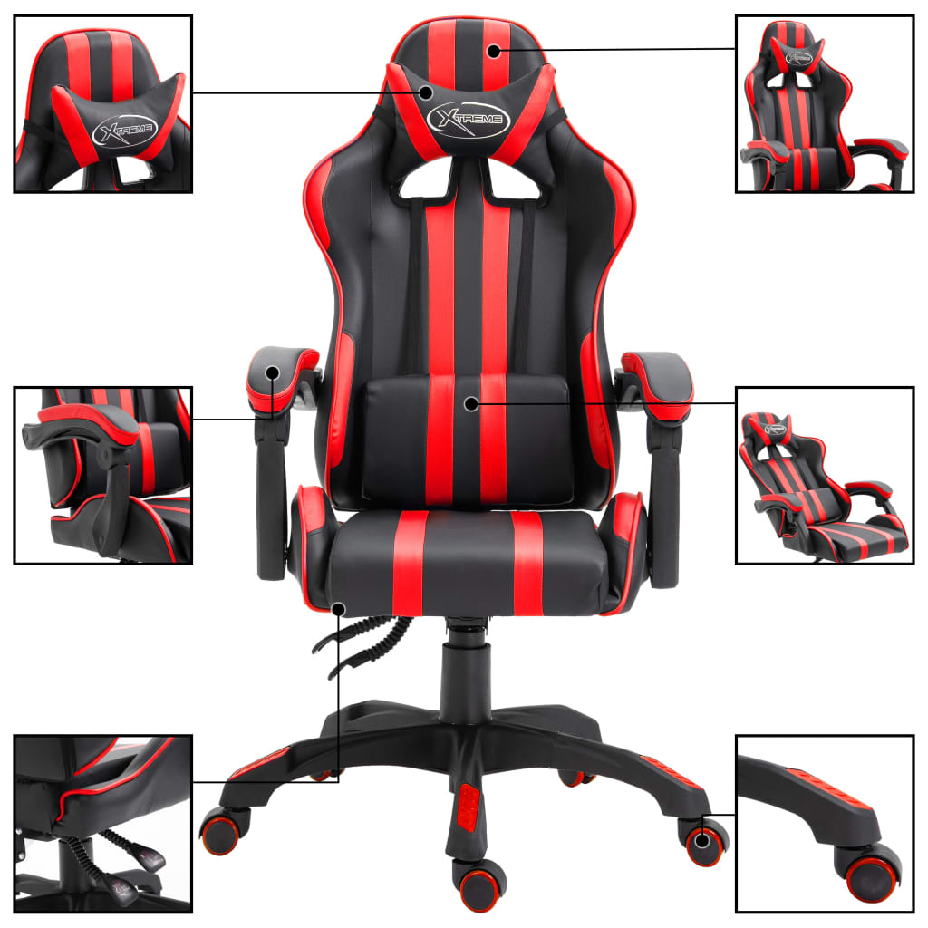 Silla gaming Volutha con reposabrazos reclinable rojo 115-122x61,5x68 cm
