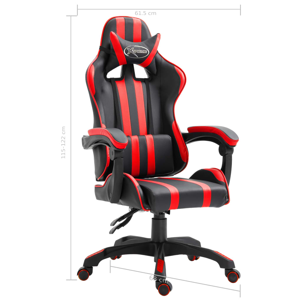 Silla gaming Volutha con reposabrazos reclinable rojo 115-122x61,5x68 cm