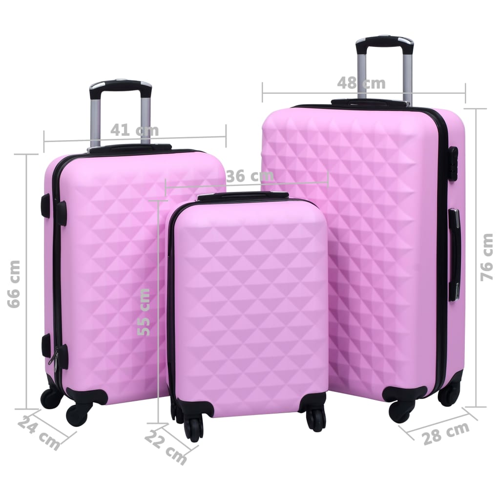 Set de maletas de viaje Riggi 3 piezas S/M/L rosa