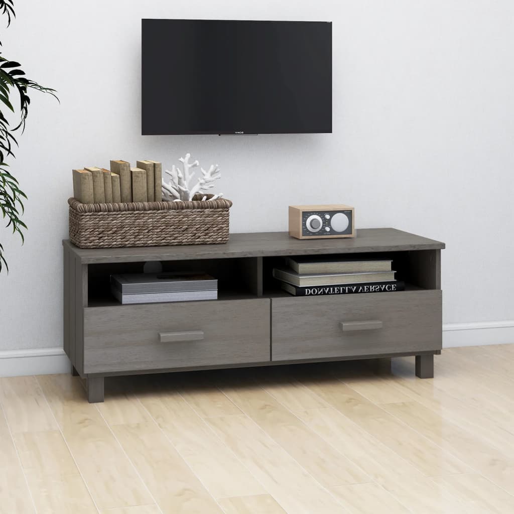 Mueble de TV Hamar 2 cajones + 2 compartimentos gris claro 40x106x40 cm