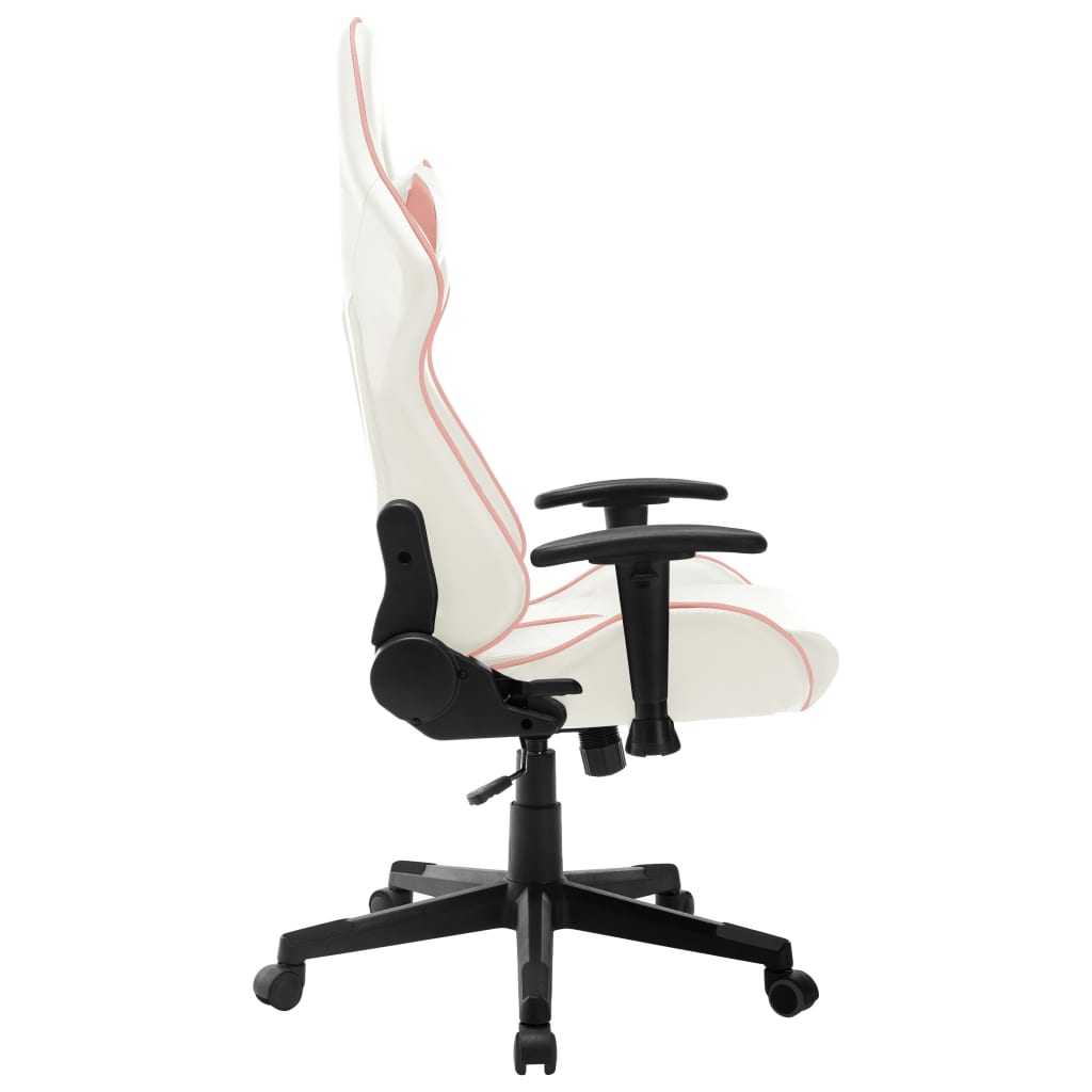 Silla gaming Cumbre altura ajustable con reposacabezas blanco/rosa 123-133x67x61 cm