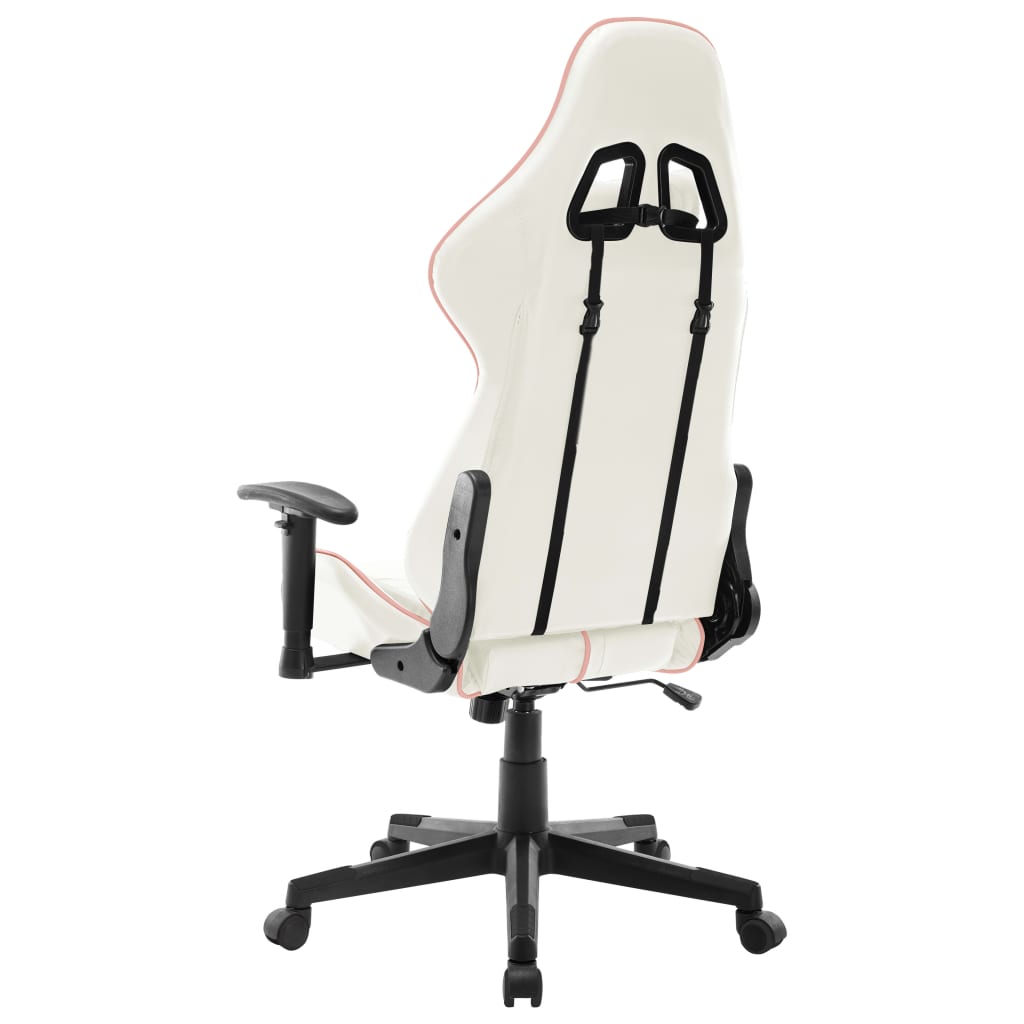 Silla gaming Cumbre altura ajustable con reposacabezas blanco/rosa 123-133x67x61 cm