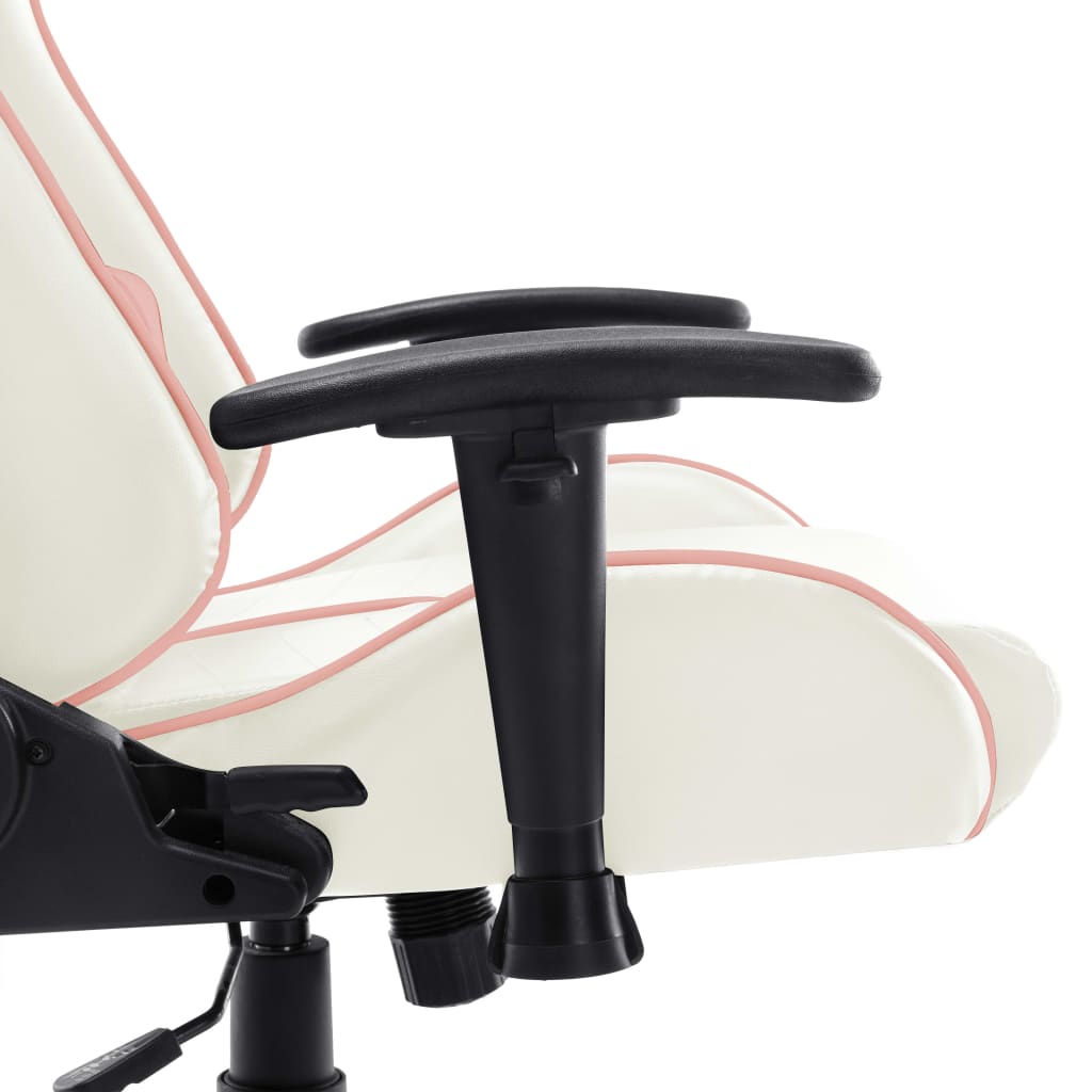 Silla gaming Cumbre altura ajustable con reposacabezas blanco/rosa 123-133x67x61 cm