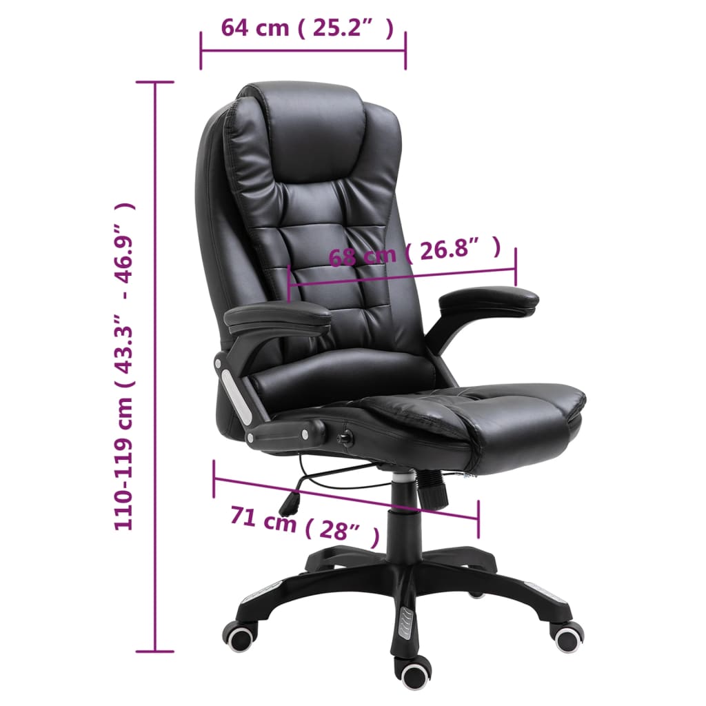 Silla de oficina Coma acolchada reclinable negro 110-119x68x71 cm