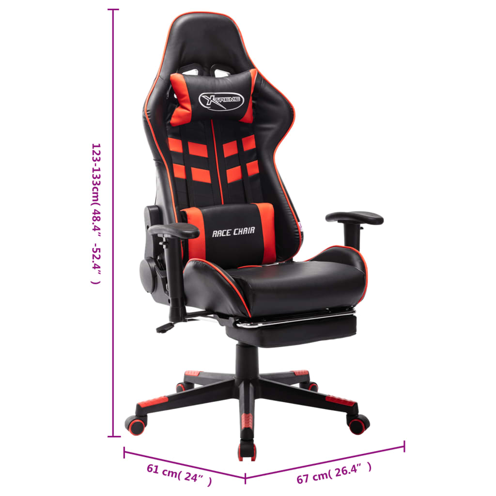 Silla gaming Soul altura regulable con reposapiés negro/rojo 123-133x67x61 cm