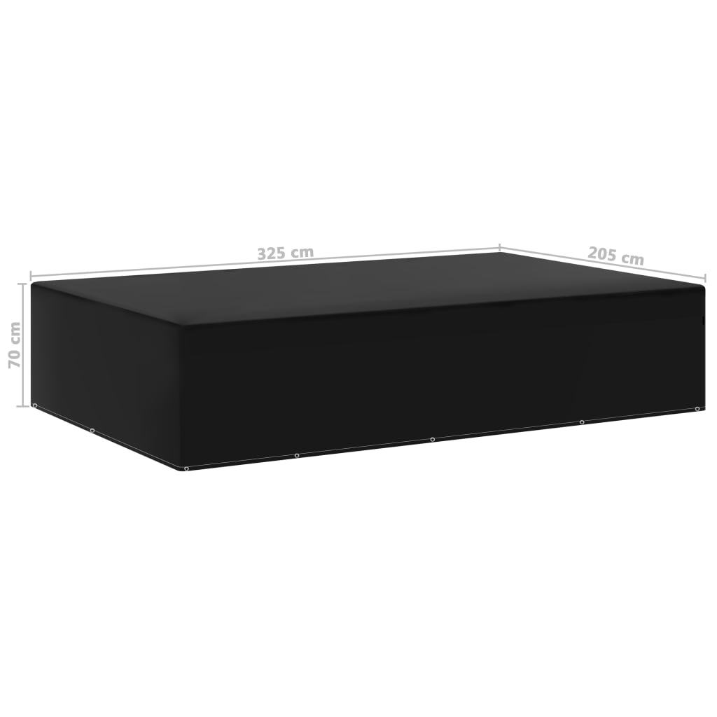 Funda para muebles de jardín aluminio negro 70x325x205 cm
