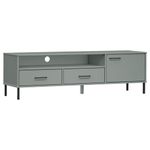 Mueble de TV Oslo 2 cajones + armario + compartimento madera de pino gris 46,5x158x40 cm