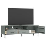 Mueble de TV Oslo 2 cajones + armario + compartimento madera de pino gris 46,5x158x40 cm