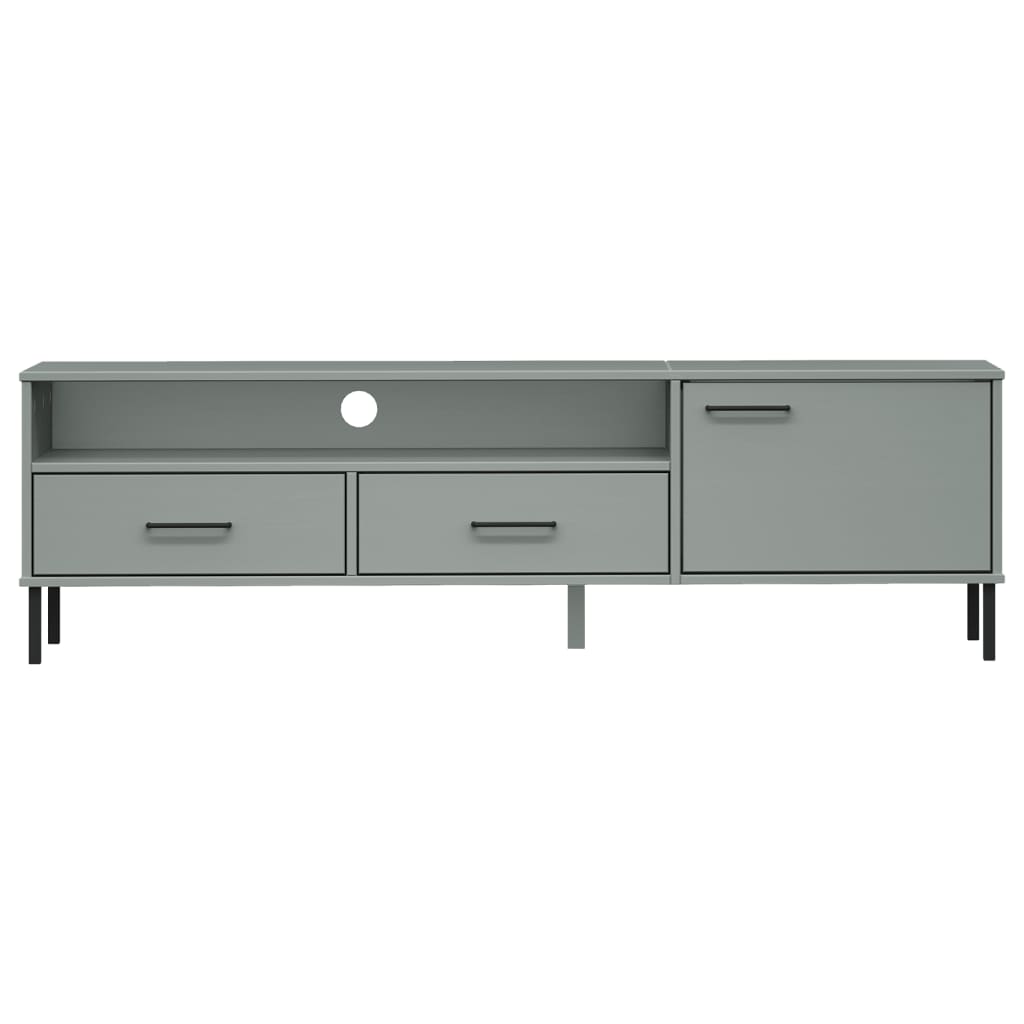 Mueble de TV Oslo 2 cajones + armario + compartimento madera de pino gris 46,5x158x40 cm