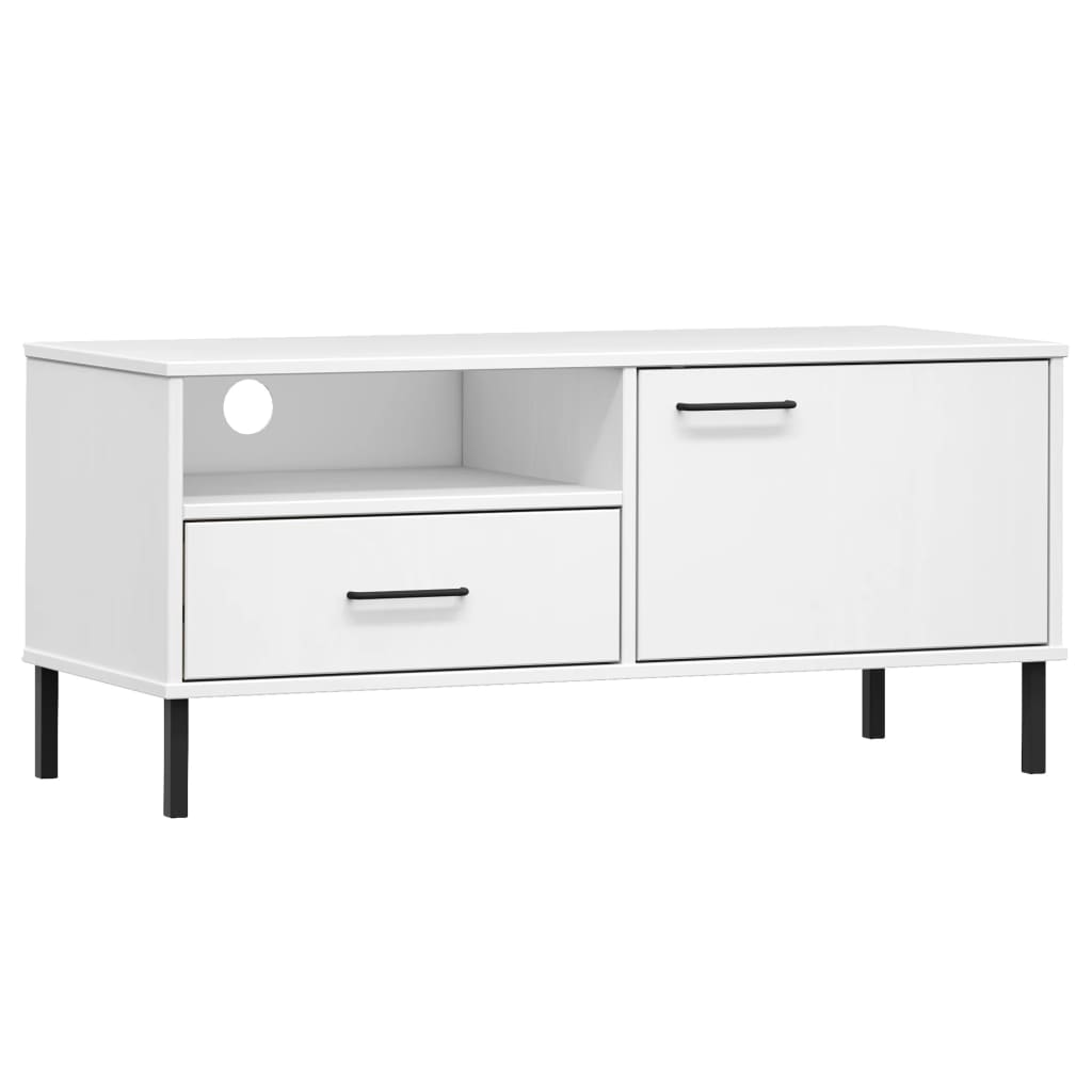 Mueble de TV Oslo cajón + compartimento + armario madera de pino blanco 46,5x106x40 cm