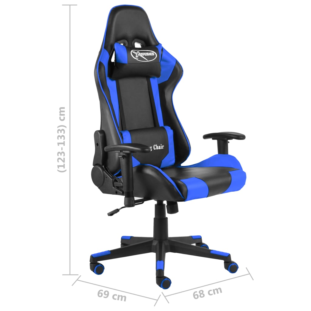 Silla gaming Kenssi altura ajustable reclinable azul 123-133x68x69 cm