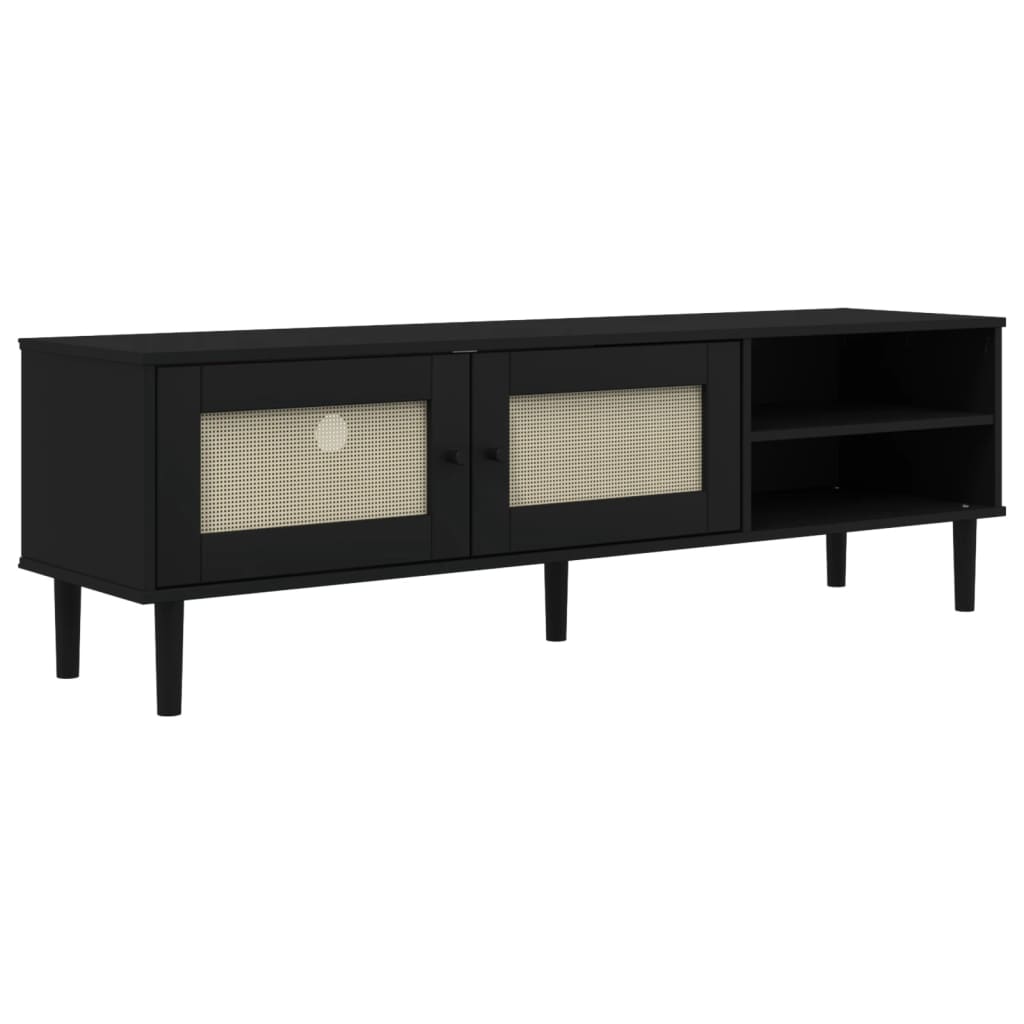 Mueble bajo de TV Senja 2 puertas + 2 huecos negro 49x158x40 cm 2