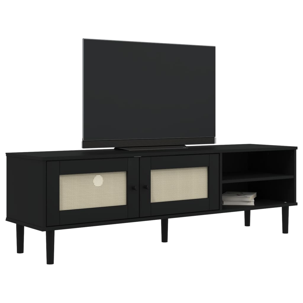 Mueble bajo de TV Senja 2 puertas + 2 huecos negro 49x158x40 cm 3
