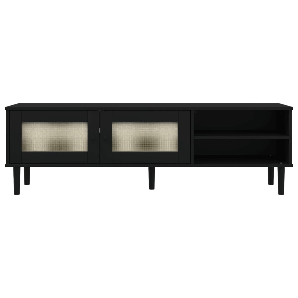 Mueble bajo de TV Senja 2 puertas + 2 huecos negro 49x158x40 cm 5
