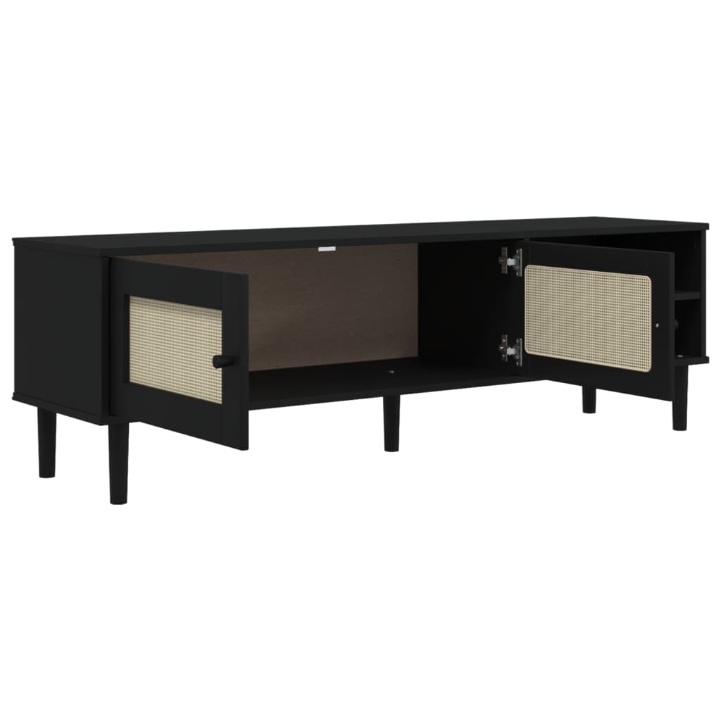 Mueble bajo de TV Senja 2 puertas + 2 huecos negro 49x158x40 cm 6