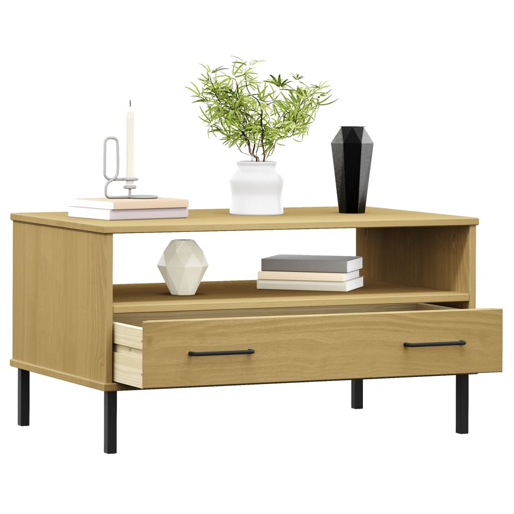 Mesa de centro Oslo 1 cajón marrón 45x85x50 cm 3