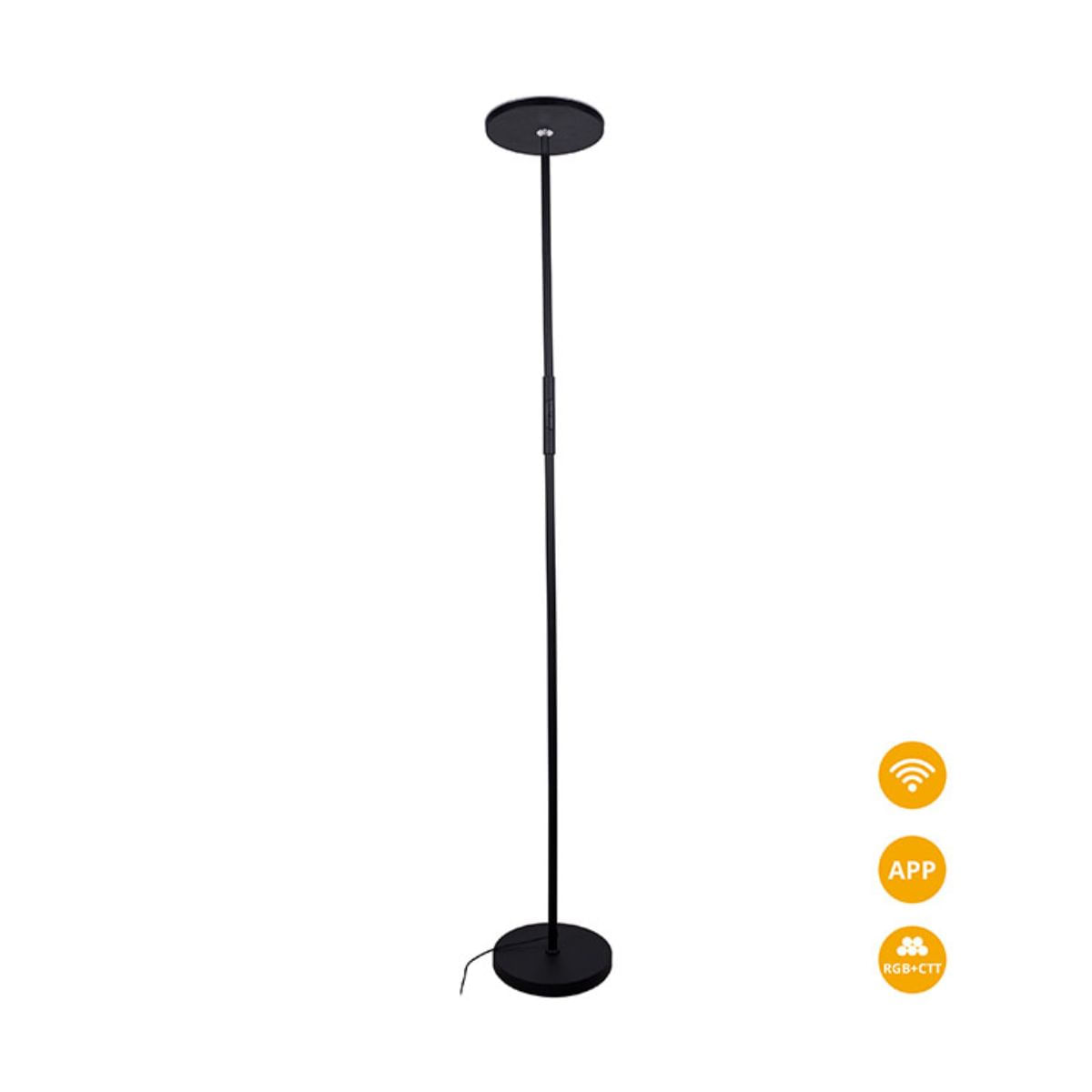 Lampara-de-pie-Smart-Belair-24W-luz-LED-Wifi---Bluetooth-negro-Ø25x170-cm