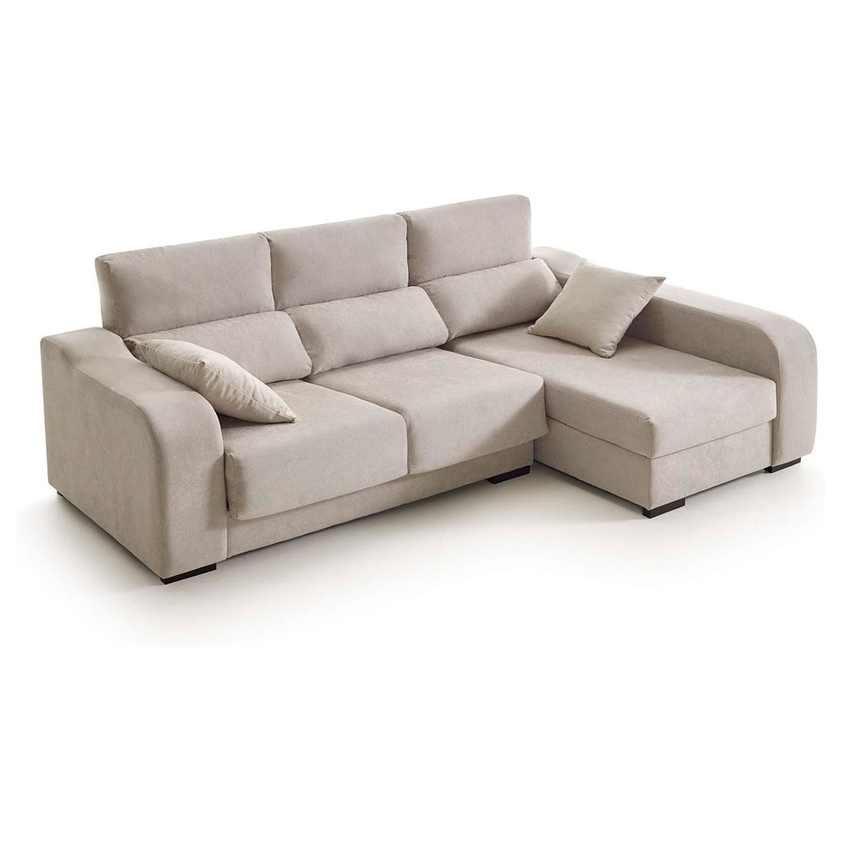 Sofá chaiselongue Zafiro 3 plazas con arcón frente derecho beige 110x225x140 cm 2