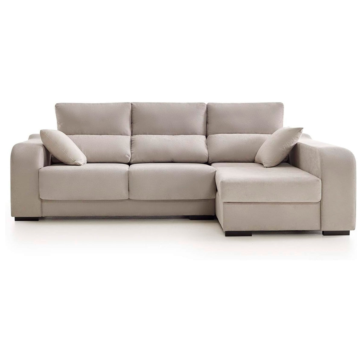 Sofá chaiselongue Zafiro 3 plazas con arcón frente derecho beige 110x225x140 cm 3