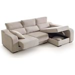 Sofá chaiselongue Zafiro 3 plazas con arcón frente derecho beige 110x225x140 cm 4