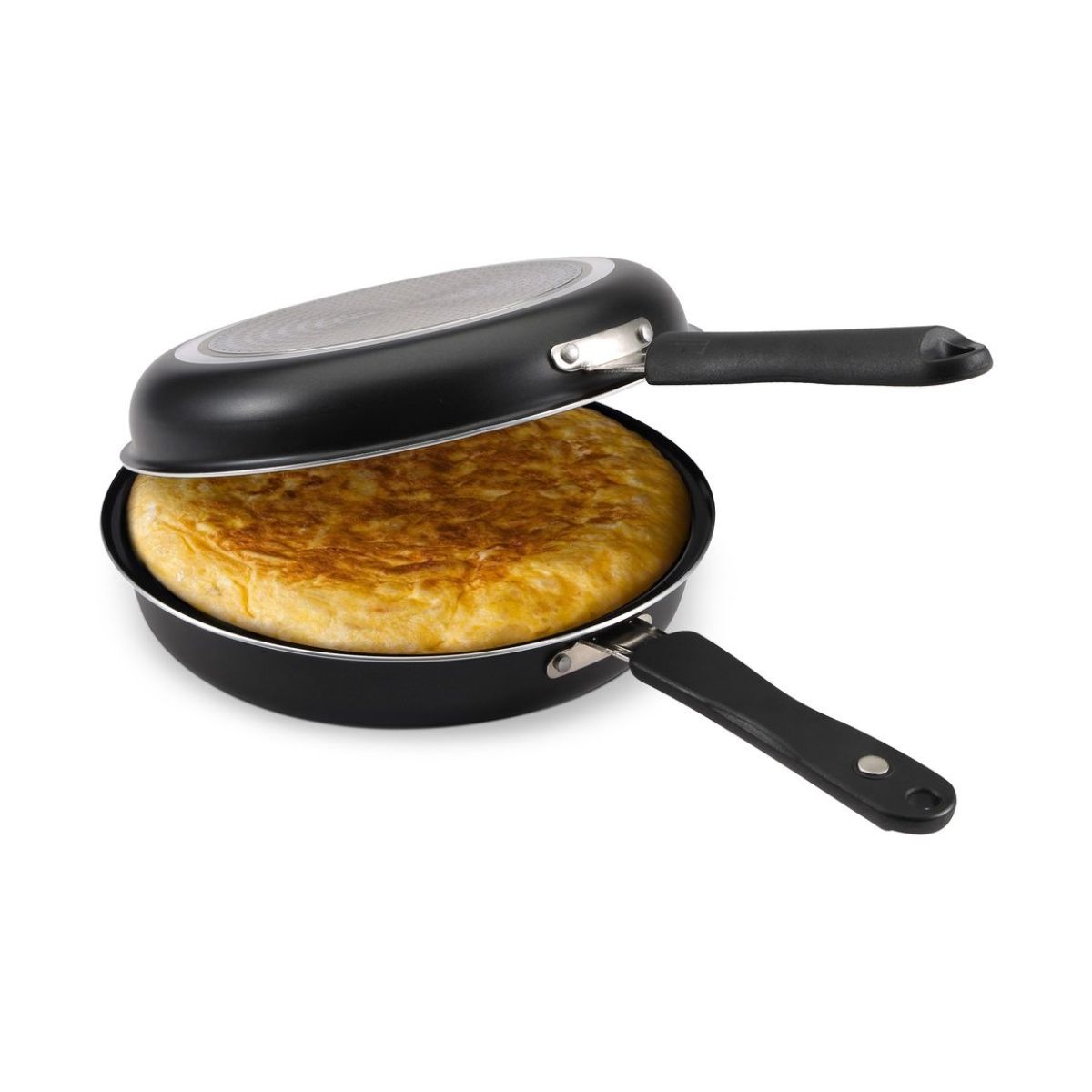Sarten-doble-Malaga-Renberg-aluminio-prensado-negro-Ø24-cm