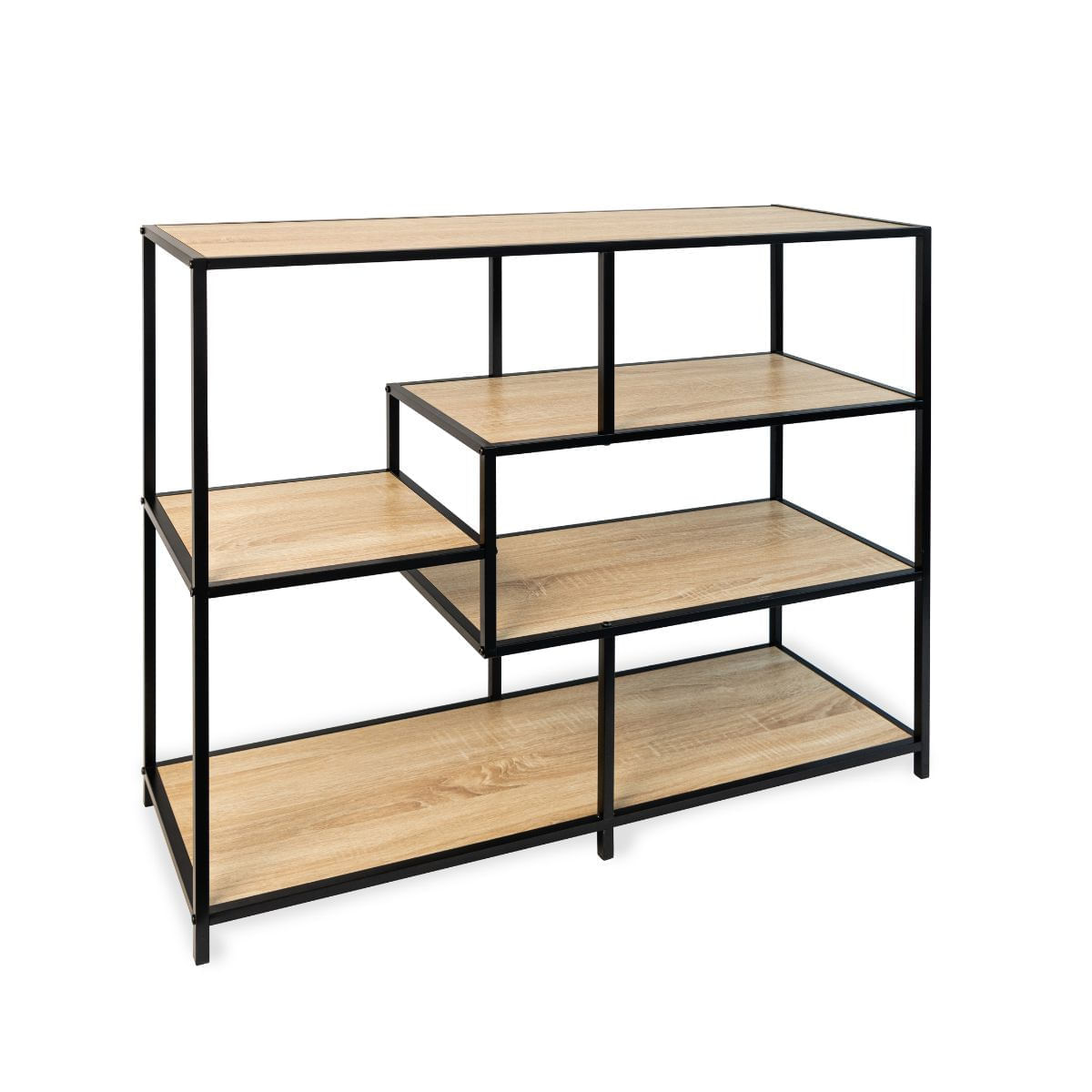 Consola-MOA-Vinthera-5-estantes-negro-natural-90x100x34-cm
