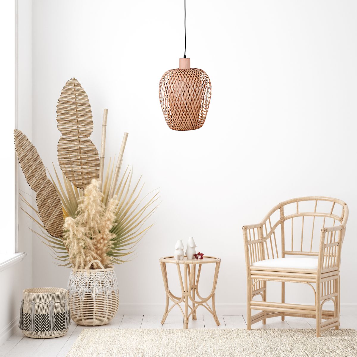 Lampara-de-techo-Filipinas-Bel-Air-40W-altura-regulable-madera-natural-Ø19-cm-animada