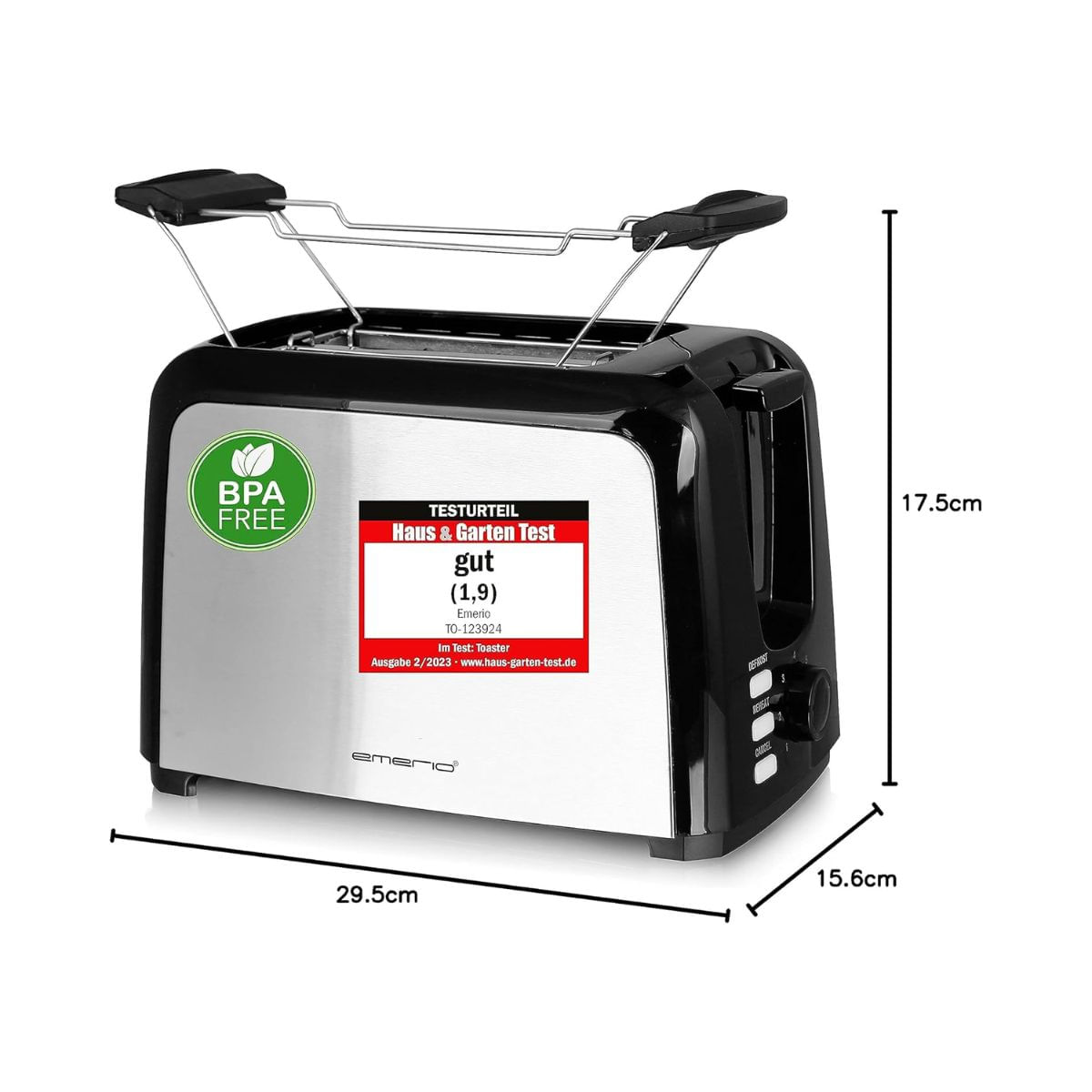 Tostador-Emerio-TO-123924-750W-2-ranuras-negro-plata-medidas