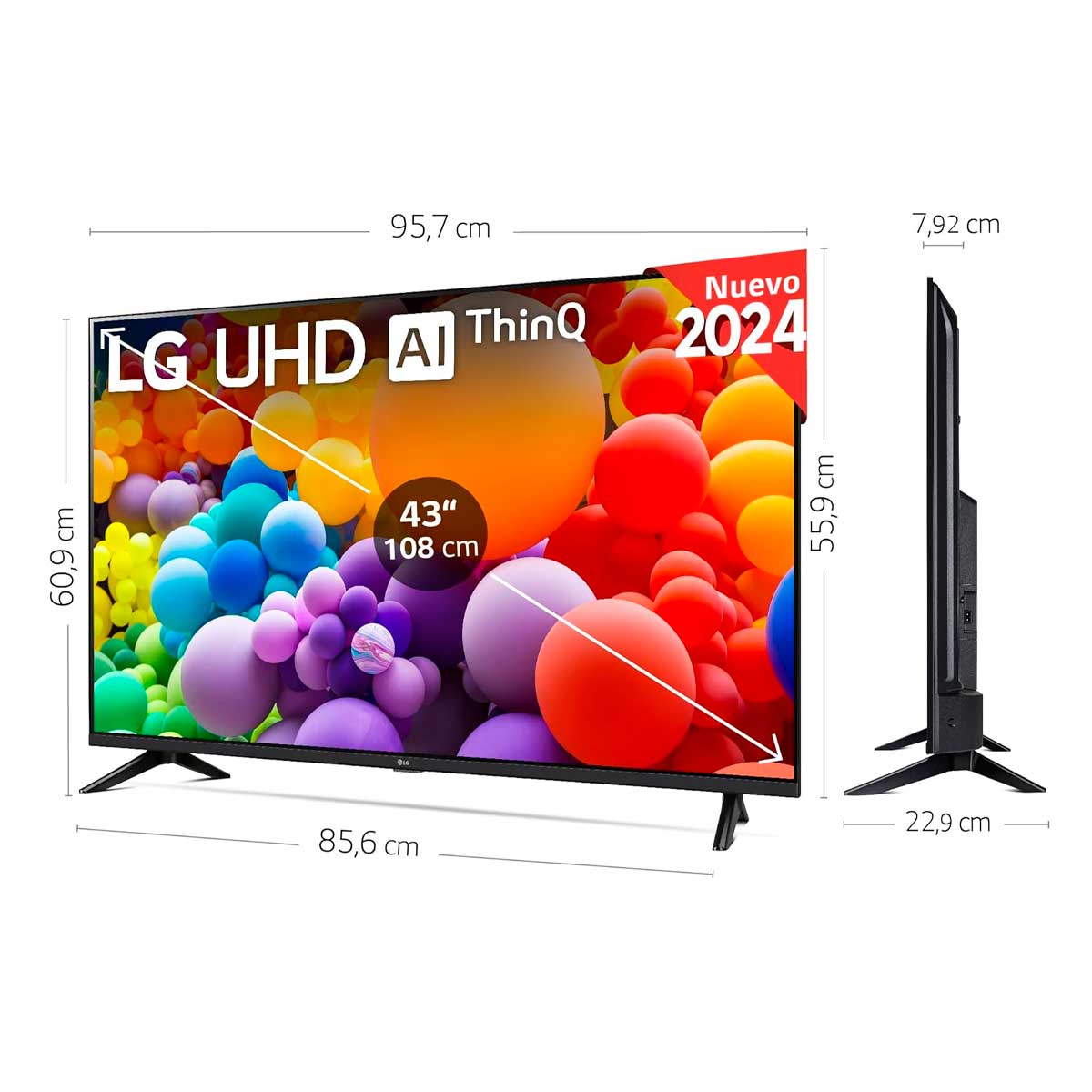 Televisor Smart TV LG 43UT73006LA 4K UHD LED 43’’ webOS24 G negro medidas