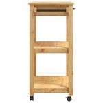 Carrito auxiliar Monza 2 estantes + cajón madera de pino natural 90x84x40 cm