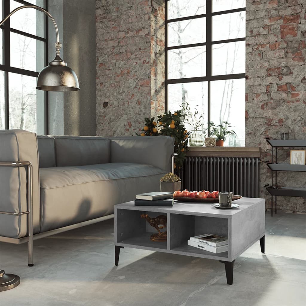 Mesa de centro Okio 2 compartimentos abiertos gris hormigón 30x60x60 cm