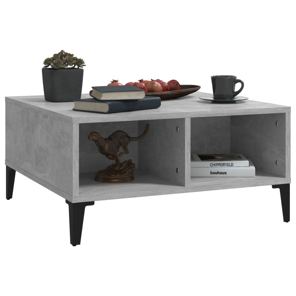Mesa de centro Okio 2 compartimentos abiertos gris hormigón 30x60x60 cm