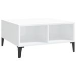 Mesa de centro Okio 2 compartimentos abiertos blanco brillo 30x60x60 cm