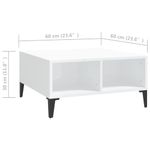 Mesa de centro Okio 2 compartimentos abiertos blanco brillo 30x60x60 cm