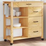 Carrito auxiliar Monza 4 cajones + 2 estantes madera de pino natural 90x84x40 cm
