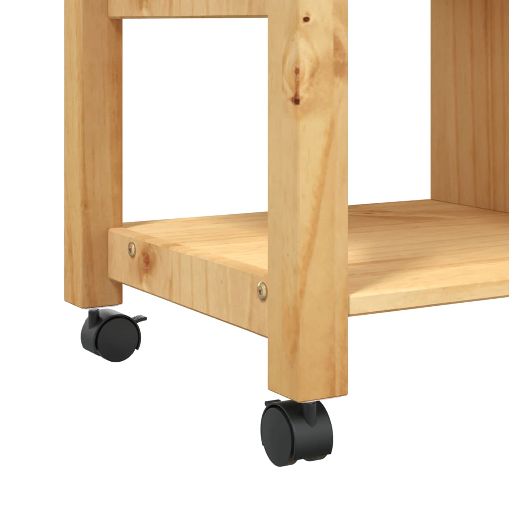 Carrito auxiliar Monza 4 cajones + 2 estantes madera de pino natural 90x84x40 cm